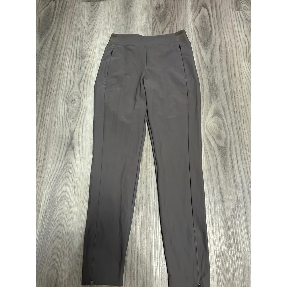 Athleta Womens Stellar Tight Legging Nylon Spandex 4 Grey Ankle Zip Yoga Pants